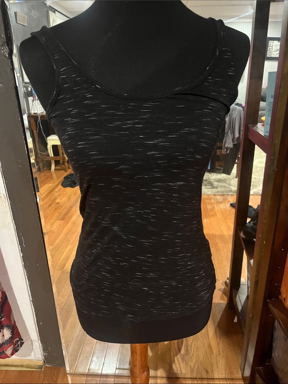 Women’s Black Space-Dye Scoop Neck Tank Top